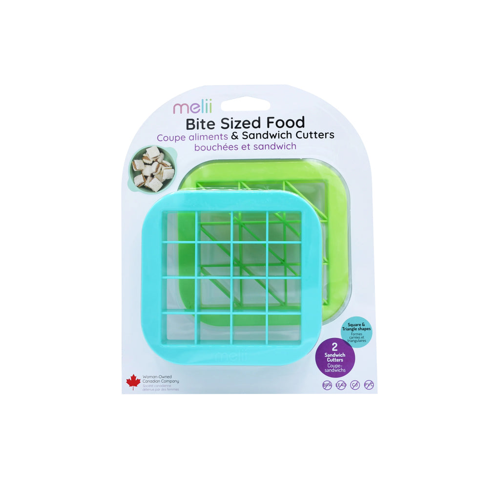 Melii Bite Sized Sandwich Cutter - Squares & Triangles (Blue/Lime)