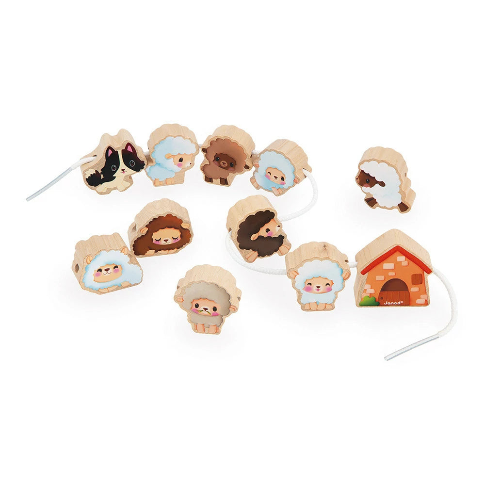 Janod Wooden Threading Sheep Set