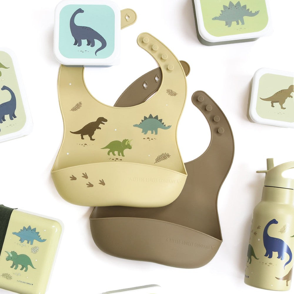 A Little Lovely Company Silicone Bib 2pk (Dinosaurs)