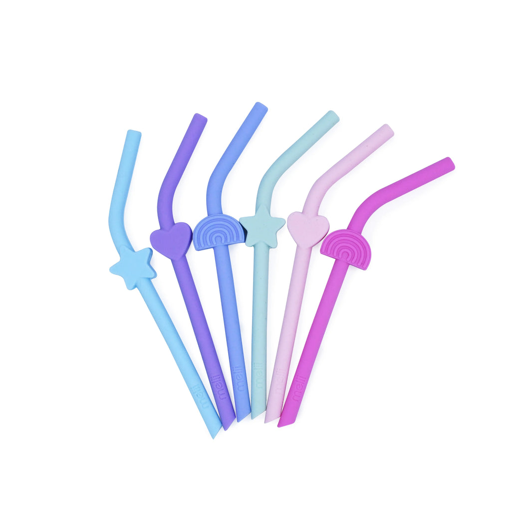 Melii Silicone Straws 6pk (Rainbow/Heart/Star)
