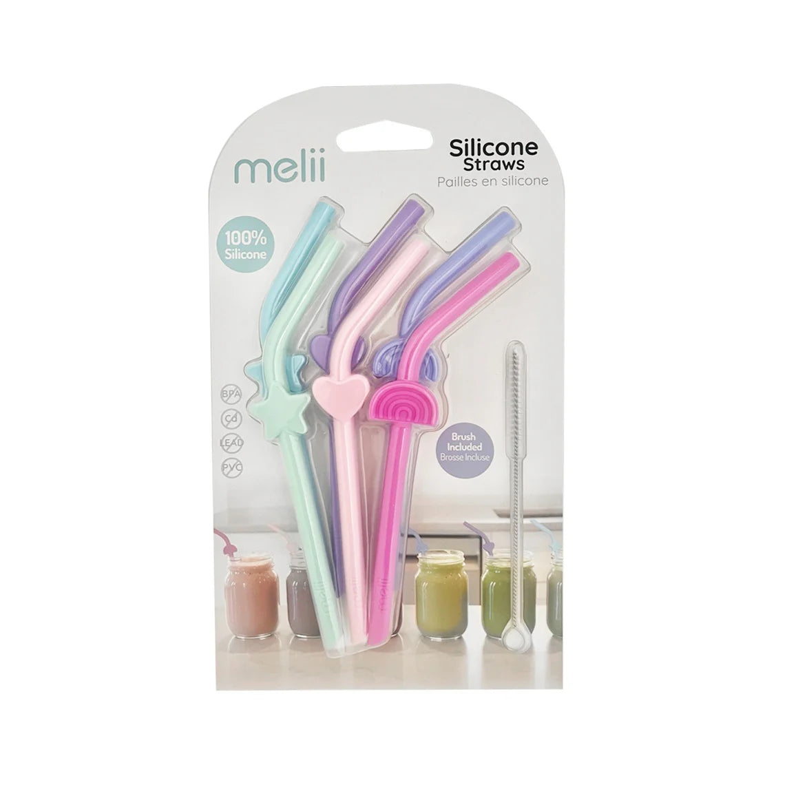 Melii Silicone Straws 6pk (Rainbow/Heart/Star)