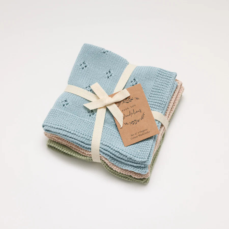 OTD Organic Cotton Washcloths Set of 3 (Sky Blue)