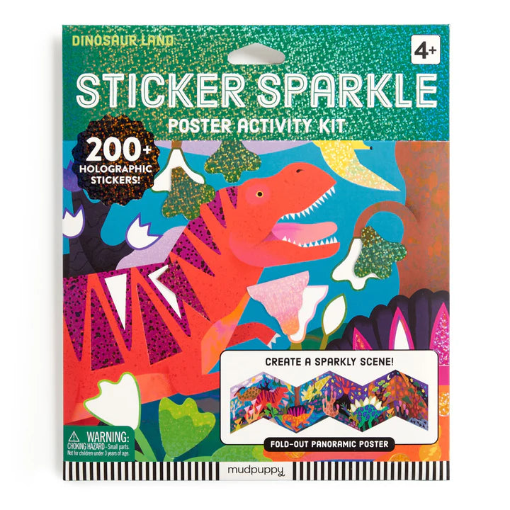 Mudpuppy Sticker Sparkle Poster Activity Kit (Dinosaur Land)