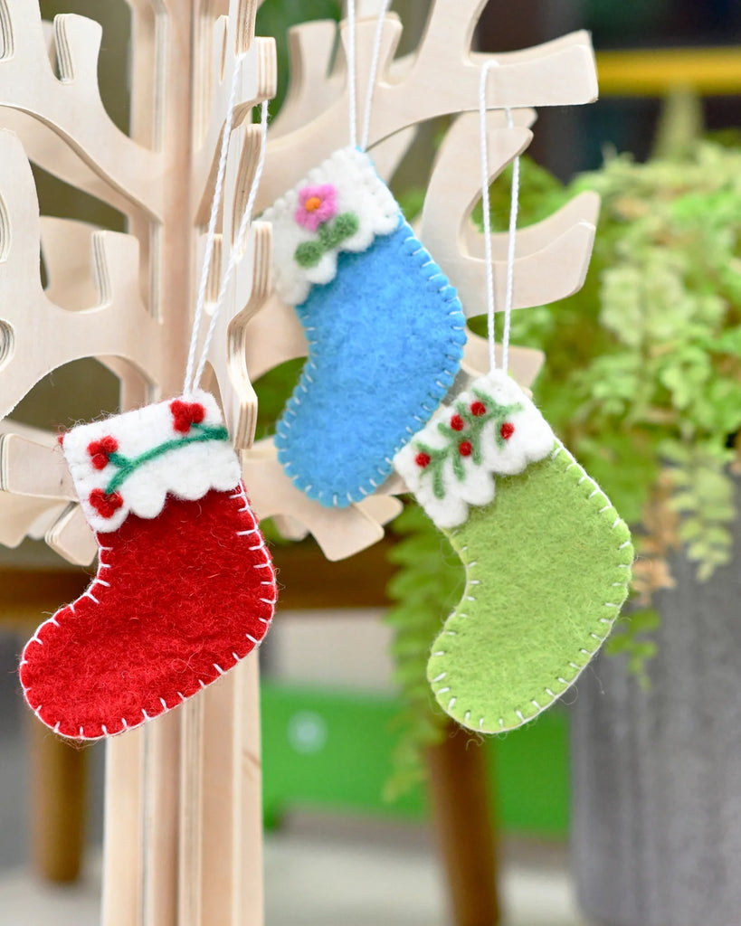 Tara Treasures Felt Christmas Stockings Ornaments (Set of 3)