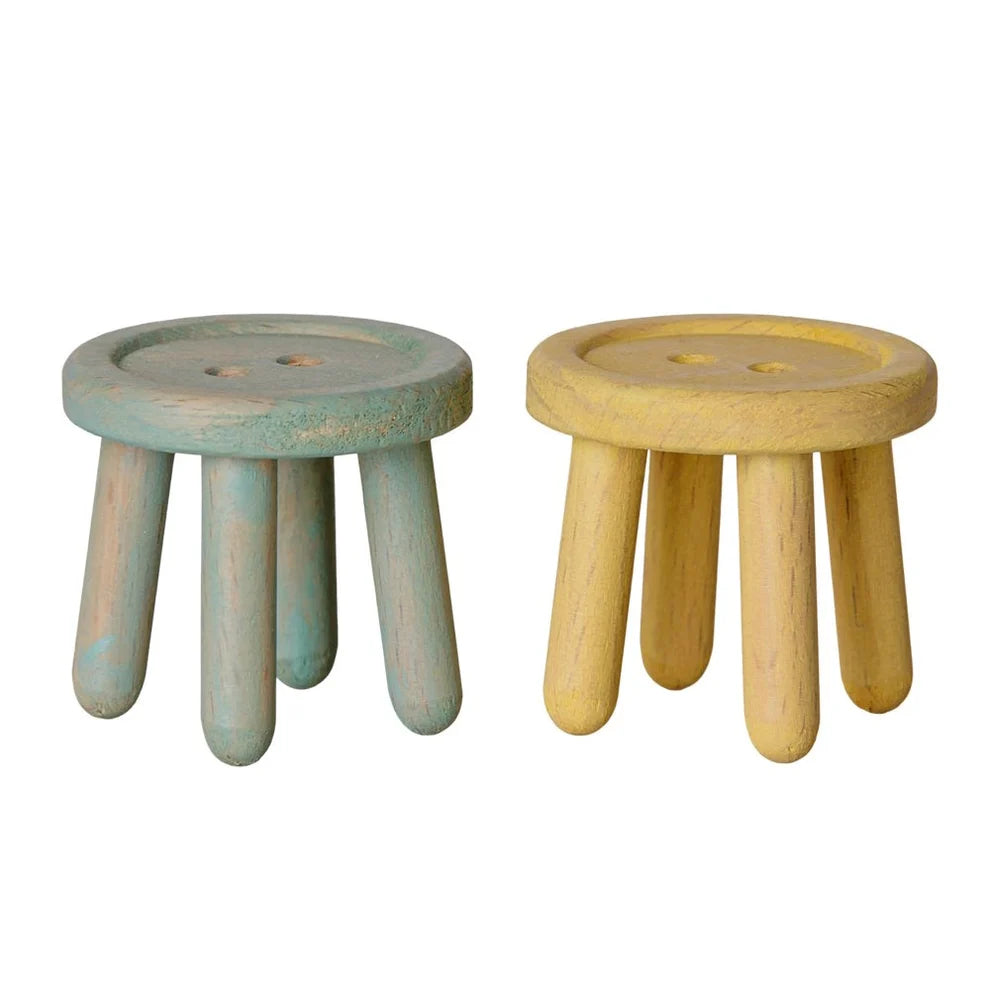 Maileg Stool Set Mouse (Mint/Light Yellow)