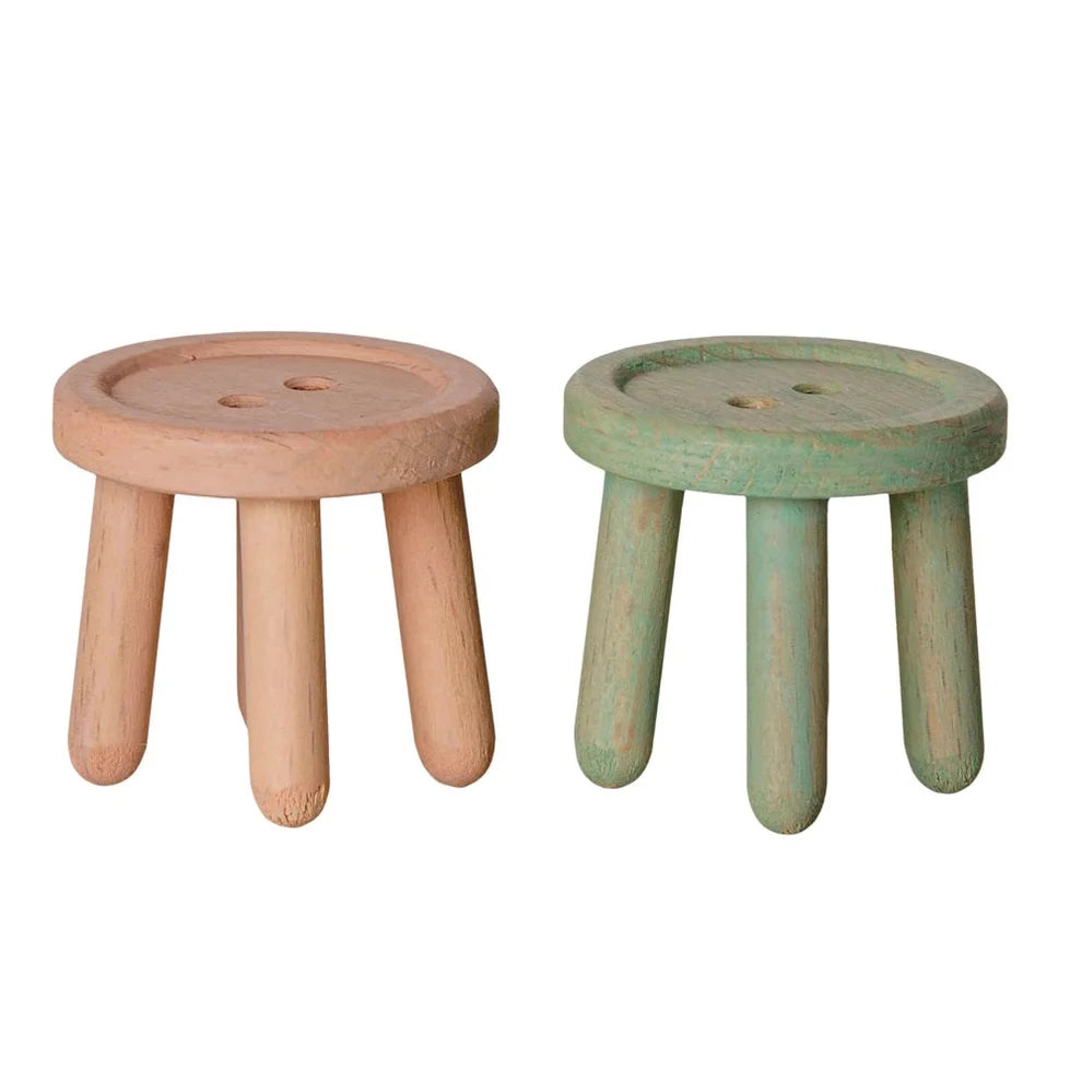 Maileg Stool Set Mouse (Light Rose/Light Mint)