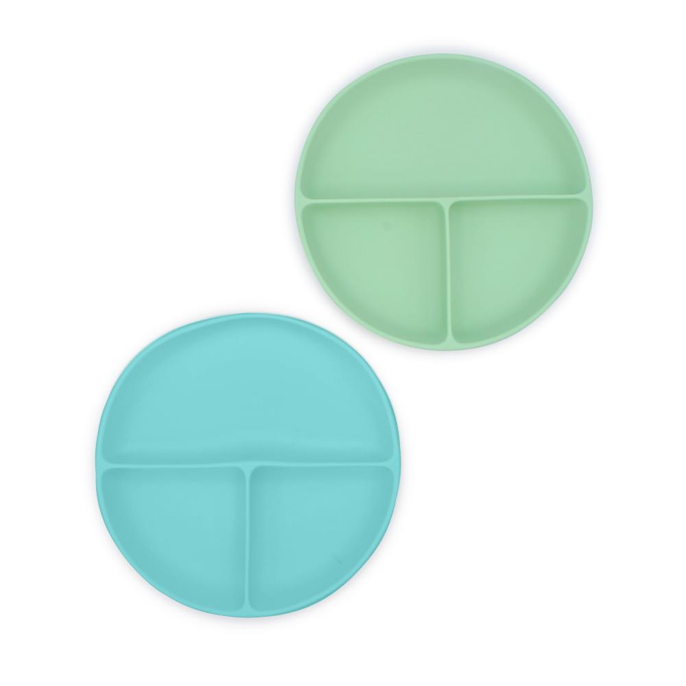 Melii Silicone Divided Suction Plate 2pk (Mint/Blue)