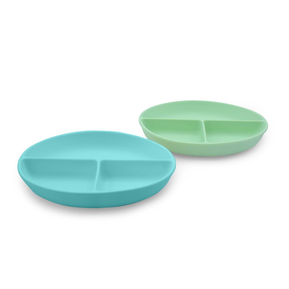 Melii Silicone Divided Suction Plate 2pk (Mint/Blue)