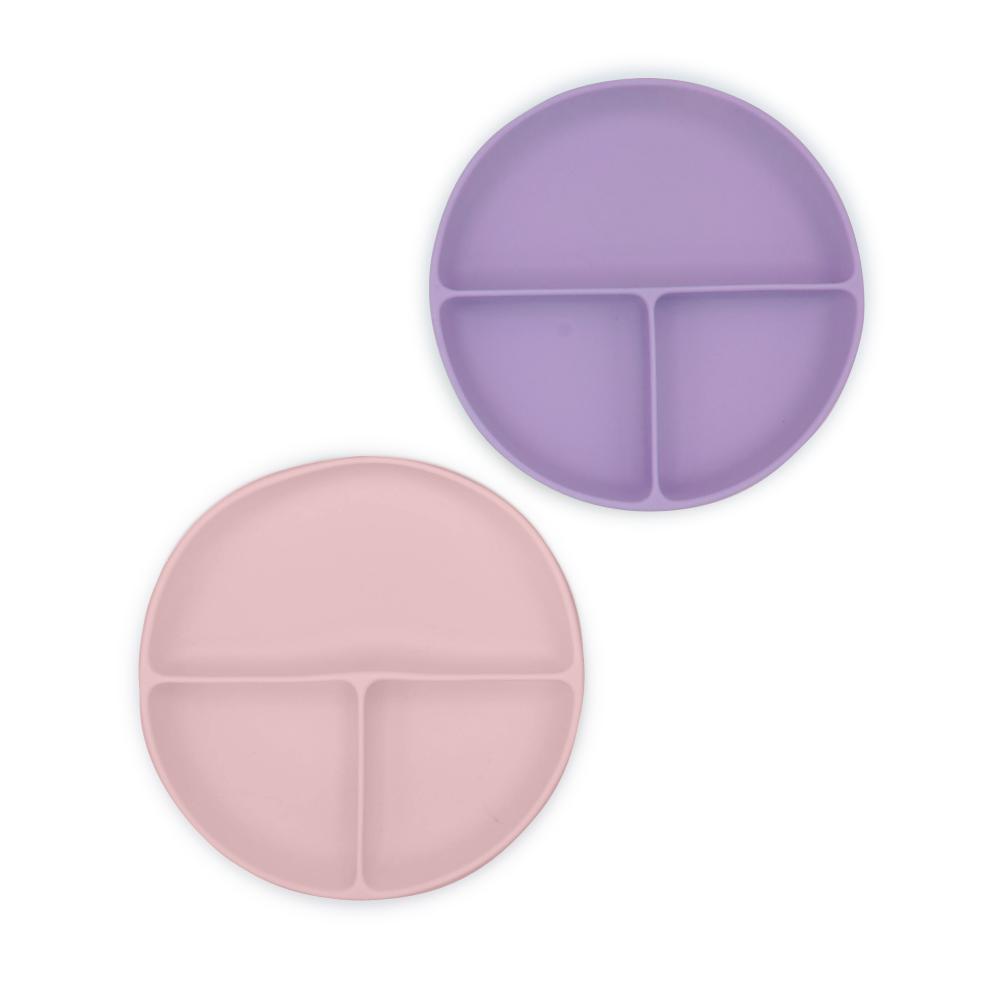 Melii Silicone Divided Suction Plate 2pk (Pink/Purple)