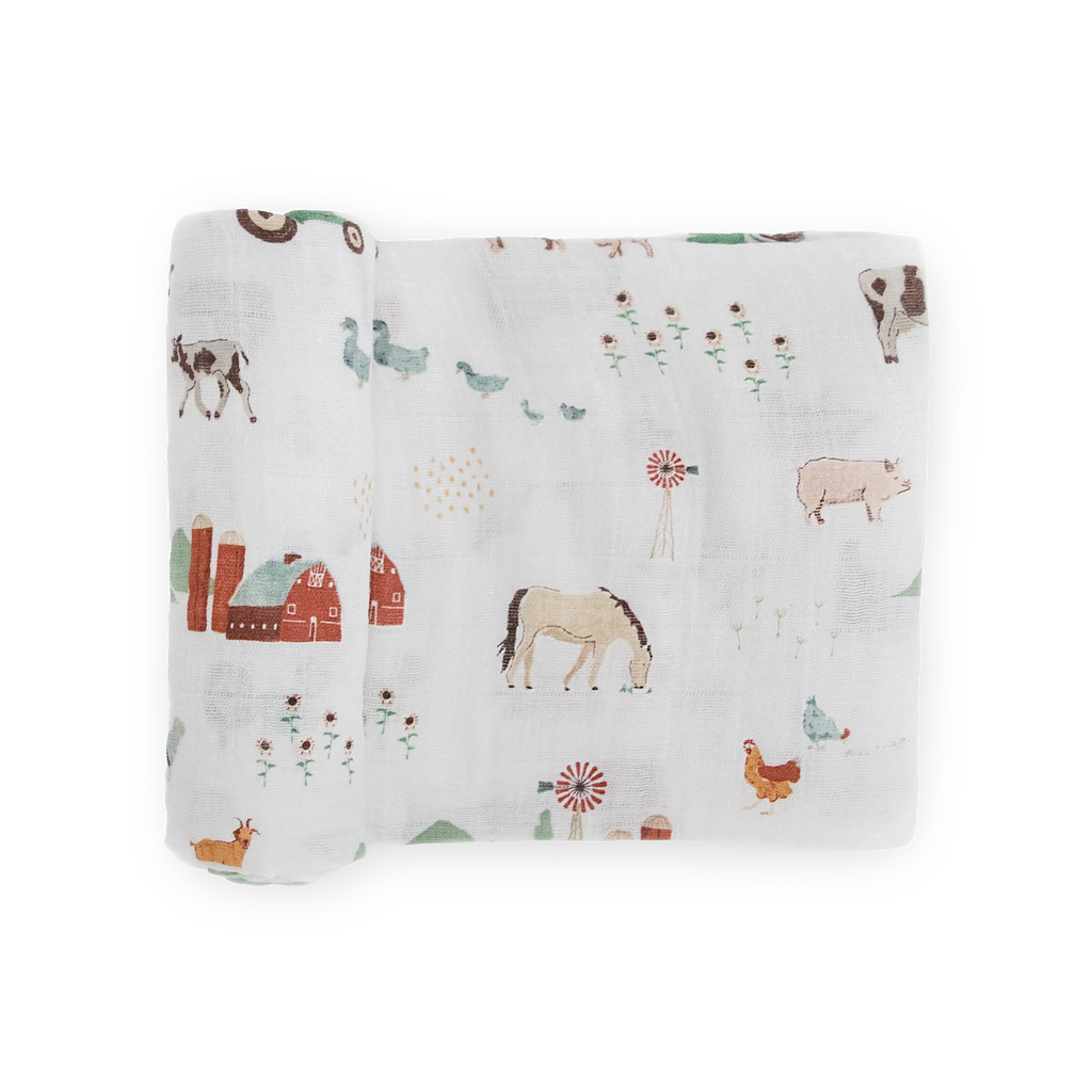 Little Unicorn Cotton Muslin Swaddle (Farmyard)