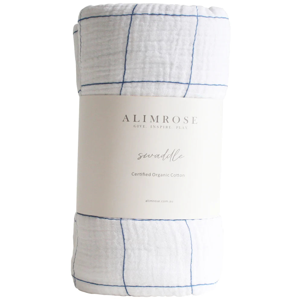 Alimrose Muslin Swaddle (Grid Navy)