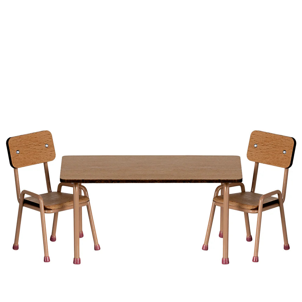 Maileg Table and Chair Set Mouse (Dark Powder)