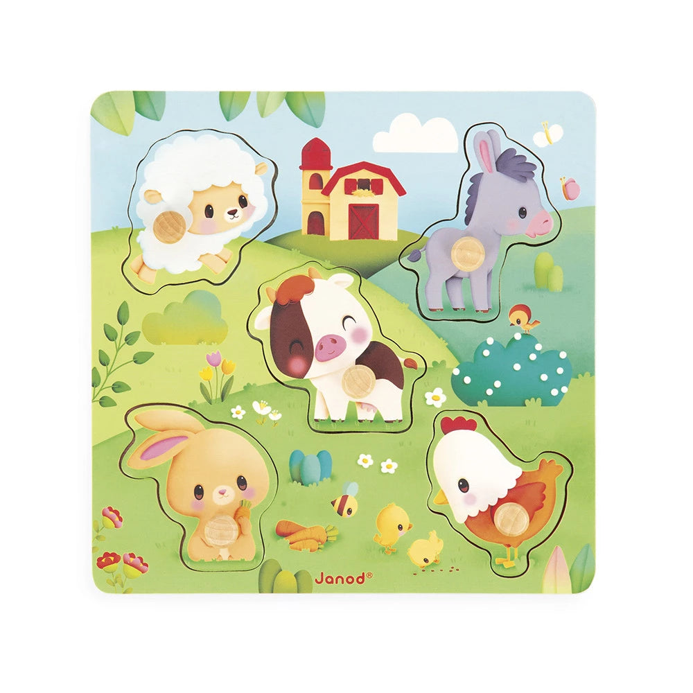 Janod Peg Puzzle (Textured Farm Animals)