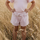 Love Henry Girls Tie Waist Shorts (Pink Check)