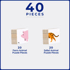 TileTek Magnetic Tiles 40pc Tile Toppers (Animal Pack)