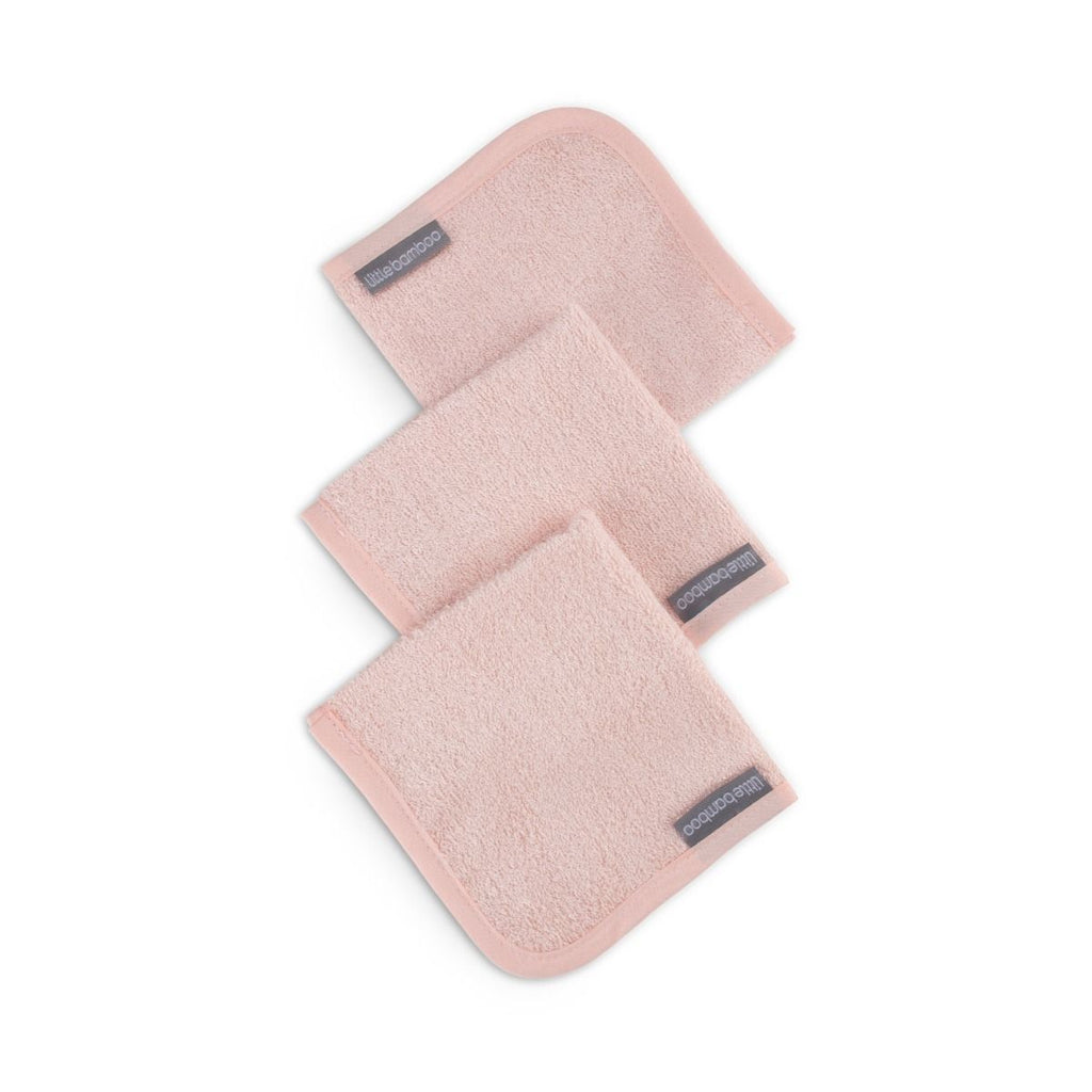 Little Linen Towelling Washcloths 3pk (Dusty Rose)