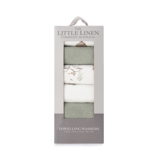 Little Linen Towelling Washcloths 6pk (Farmyard Lamb)