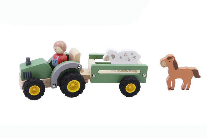 ATC Wooden Tractor & Trailor with Farm Animals