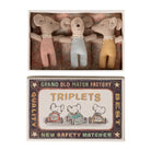 Maileg Triplets Baby Mice in Matchbox (Checker)