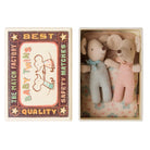 Maileg Twins Baby Mice in Matchbox (Checker)