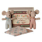 Maileg Twins Baby Mice in Matchbox (Checker)