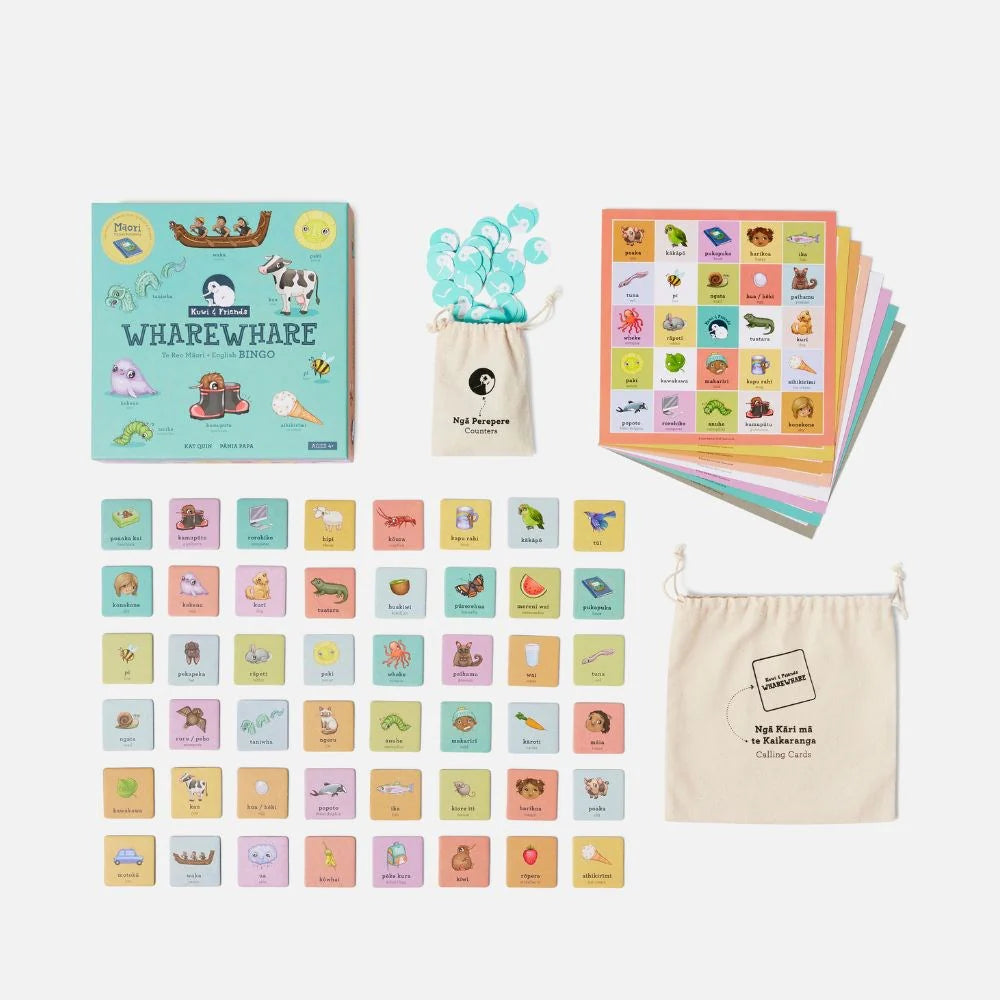 Kuwi & Friends Wharewhare Game (Te Reo Māori + English Bingo)