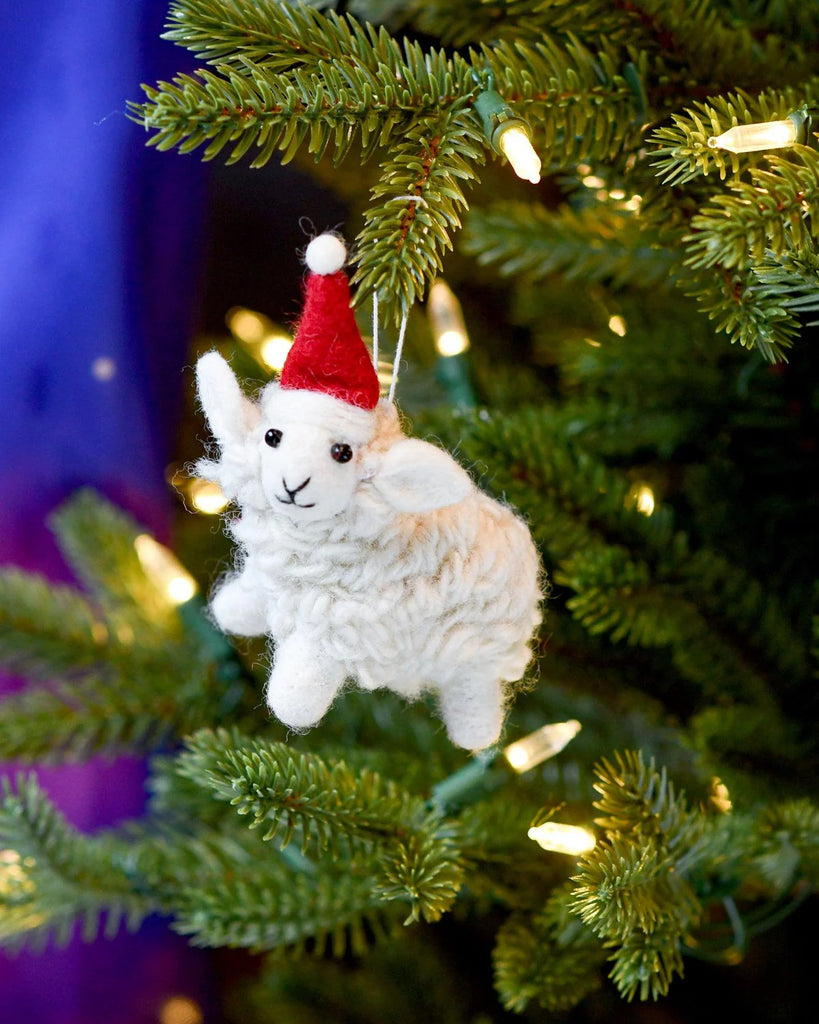 Tara Treasures Felt White Sheep Christmas Ornament