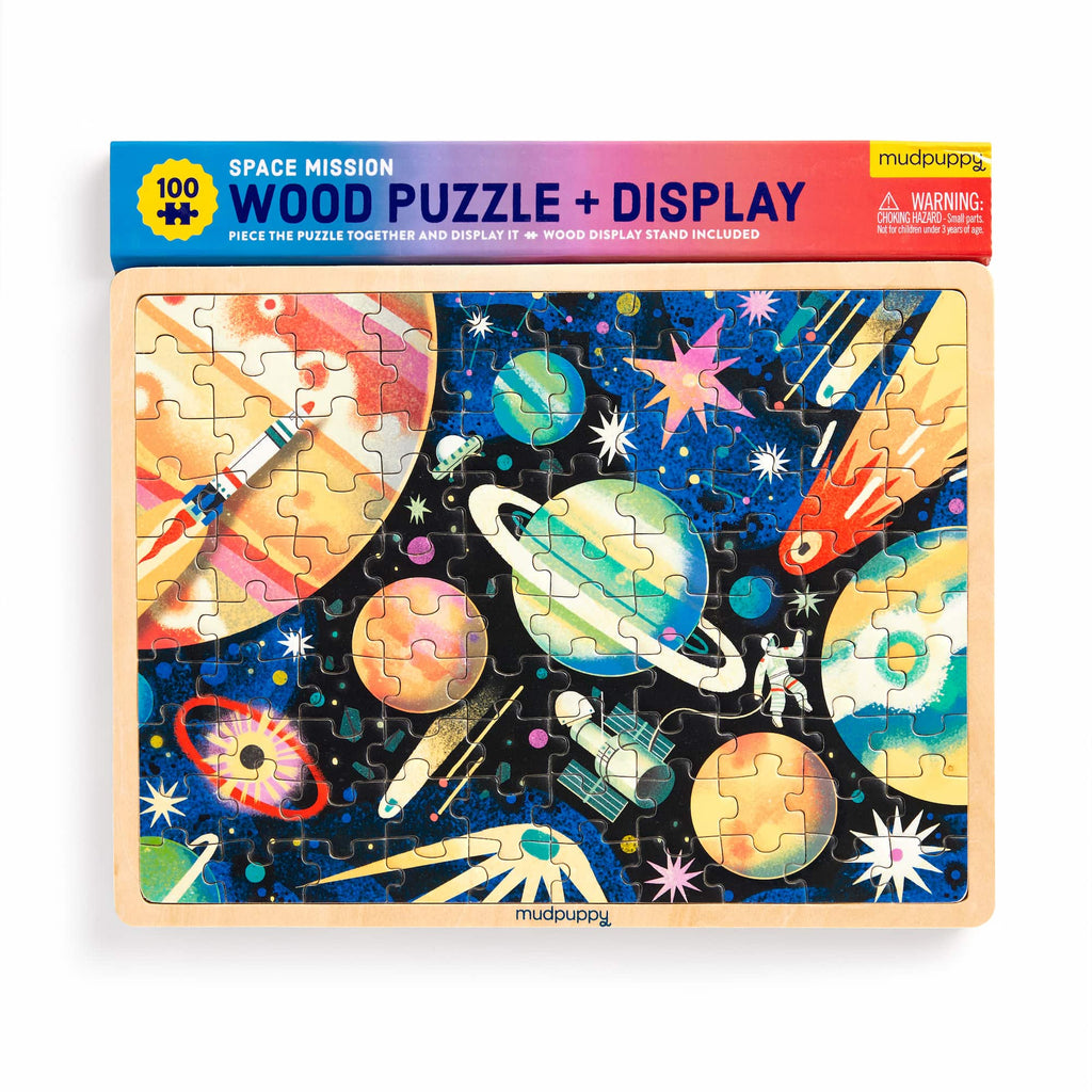 Mudpuppy 100 Piece Wood Puzzle + Display (Space Mission)