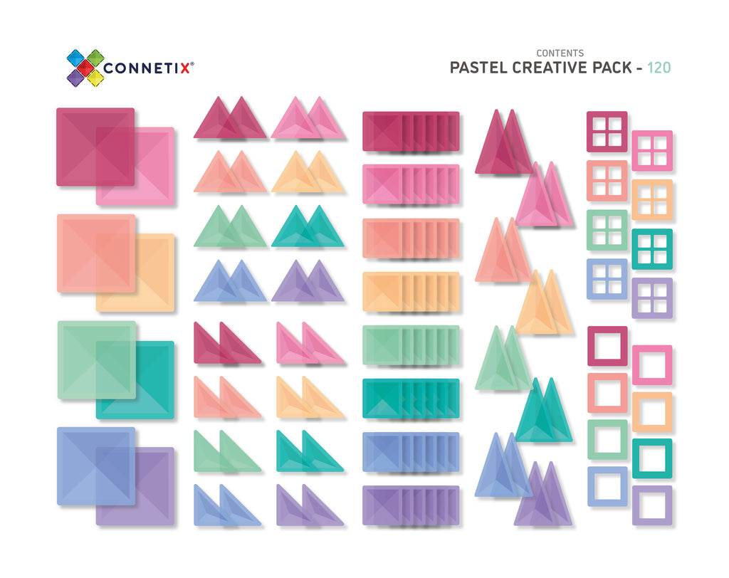 Connetix magnetic tiles 120 piece pastel pack