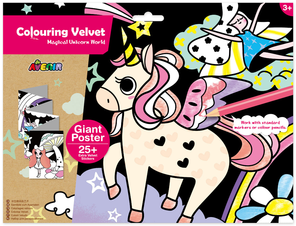 avenir colouring velvet set - magical unicorn world