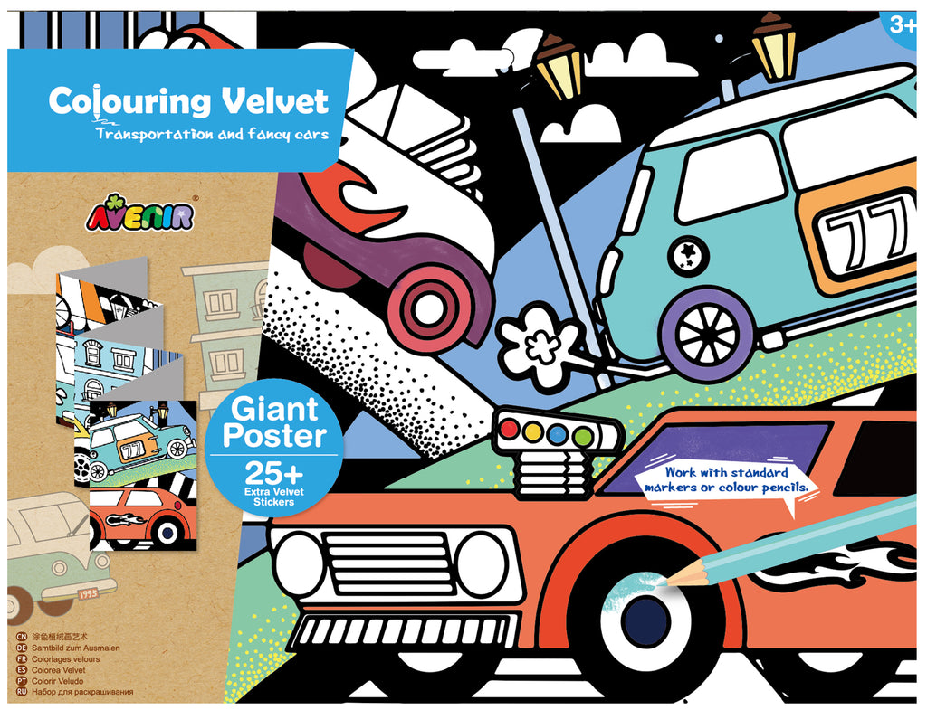 avenir colouring velvet arts & crafts kit transportation