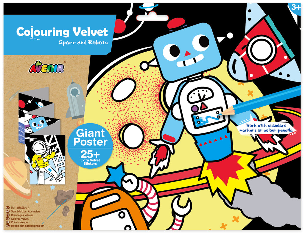 avenir colouring velvet arts & crafts kit - space & robots