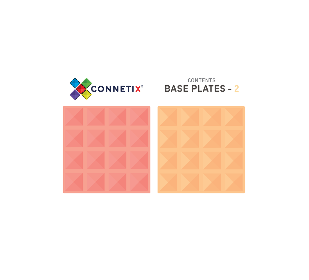connetix magnetic tiles 2 piece  lemon & peach  base plate pack