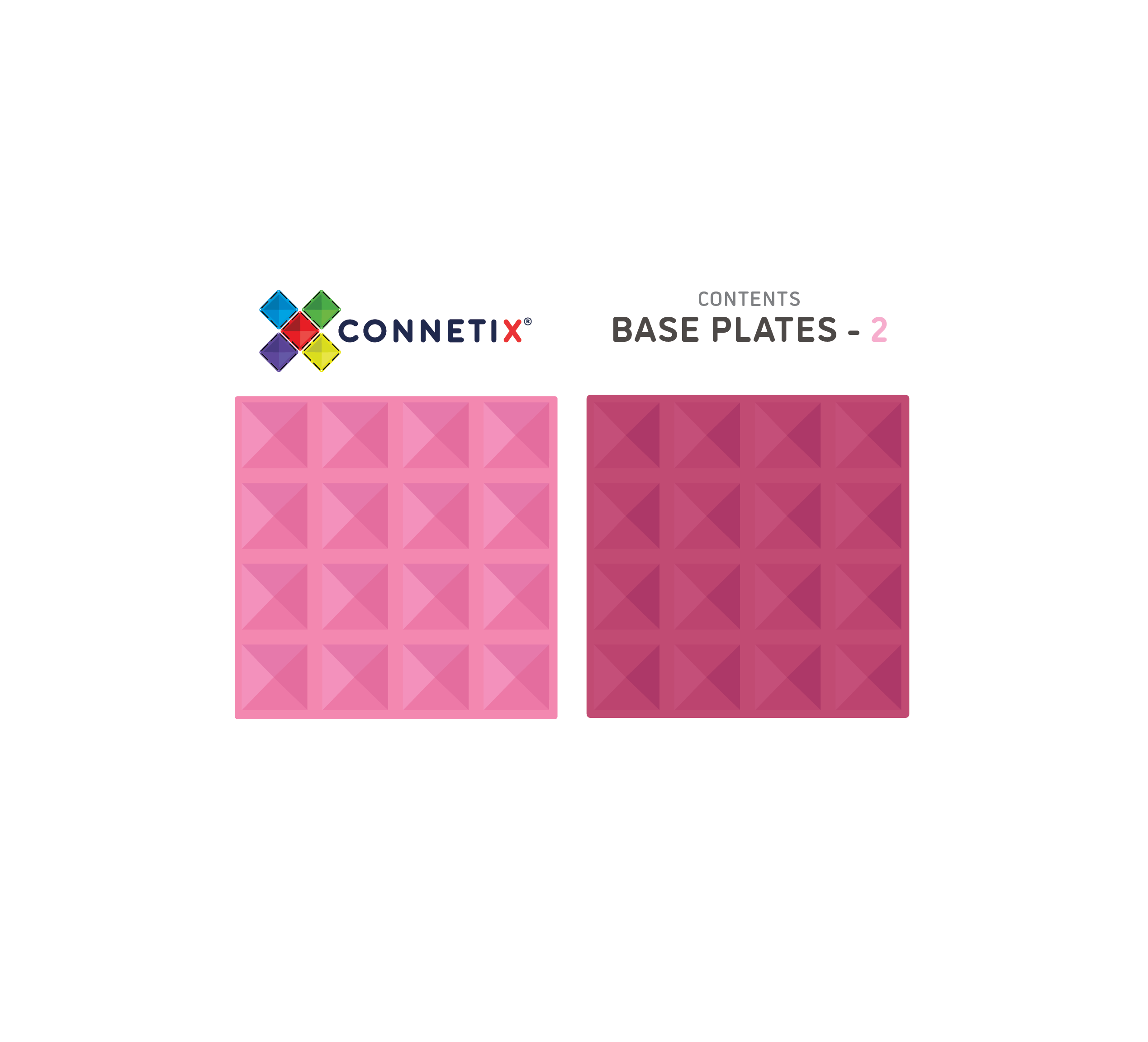 connetix magnetic tiles 2 piece  pink & berry  base plate pack