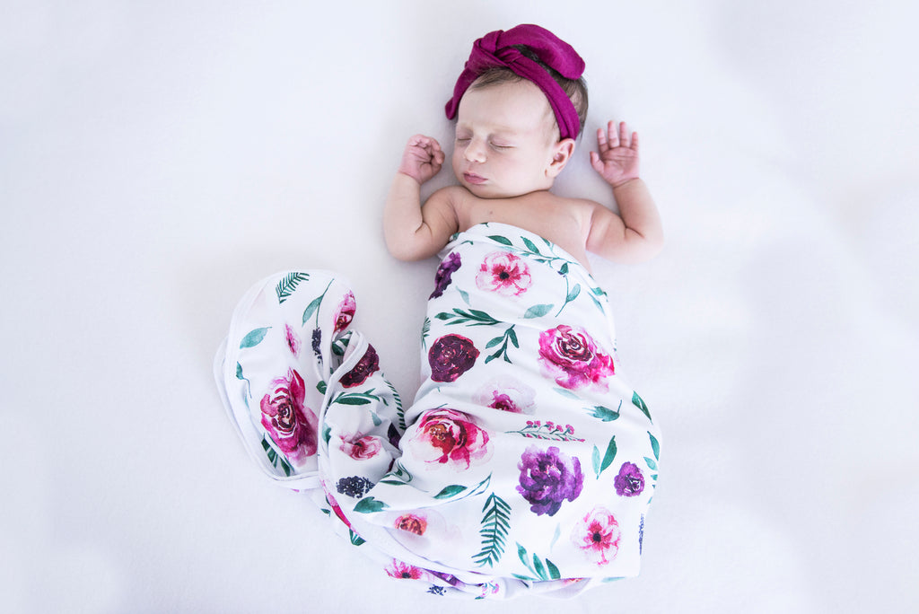 snuggle hunny baby jersey wrap in peony bloom
