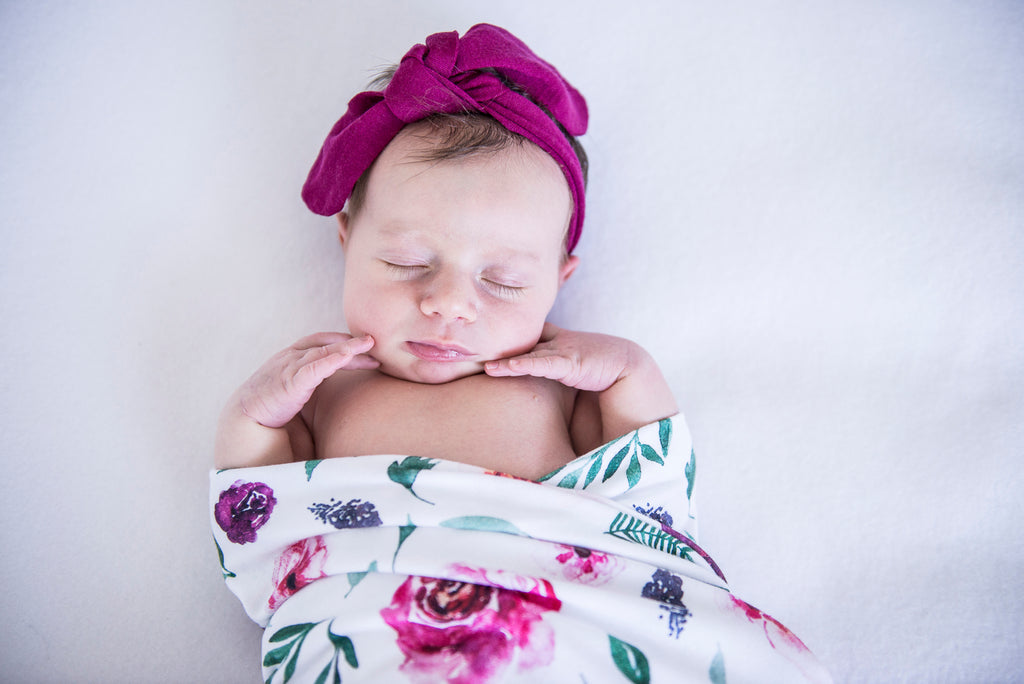 snuggle hunny baby jersey wrap in peony bloom