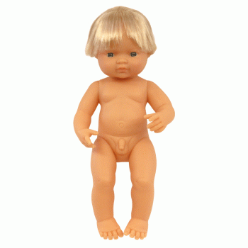 miniland 38cm anatomically correct doll with hair caucasian boy