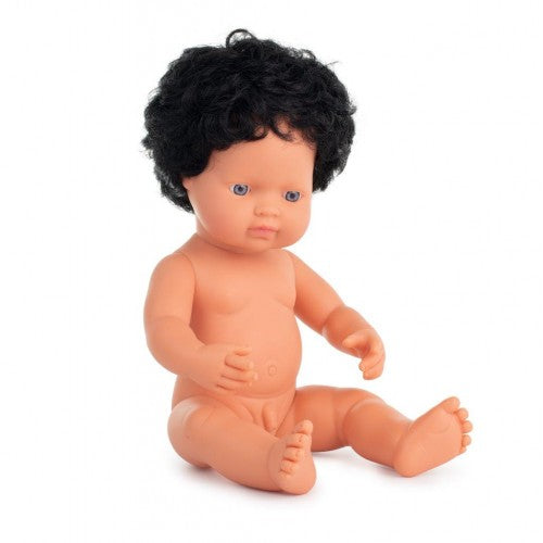 Miniland 38cm Anatomically Correct Doll (Black Curly Hair Caucasian Boy)