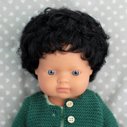 Miniland 38cm Anatomically Correct Doll (Black Curly Hair Caucasian Boy)