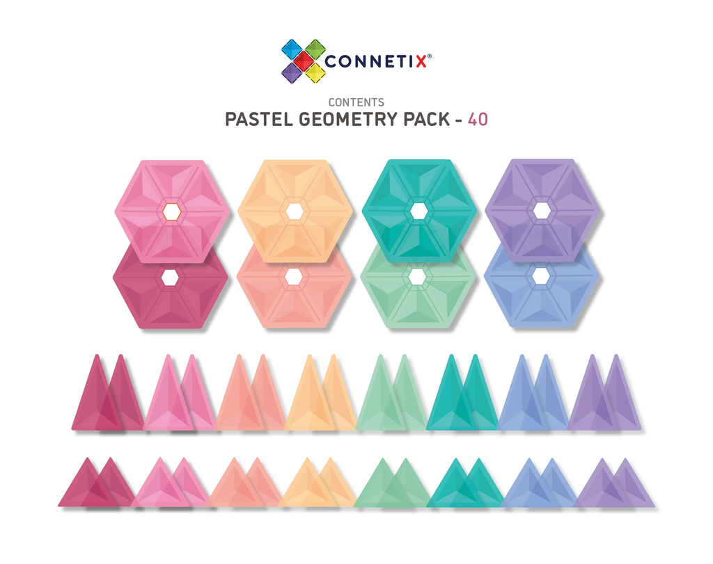 connetix magnetic tiles 40 piece pastel geometry pack