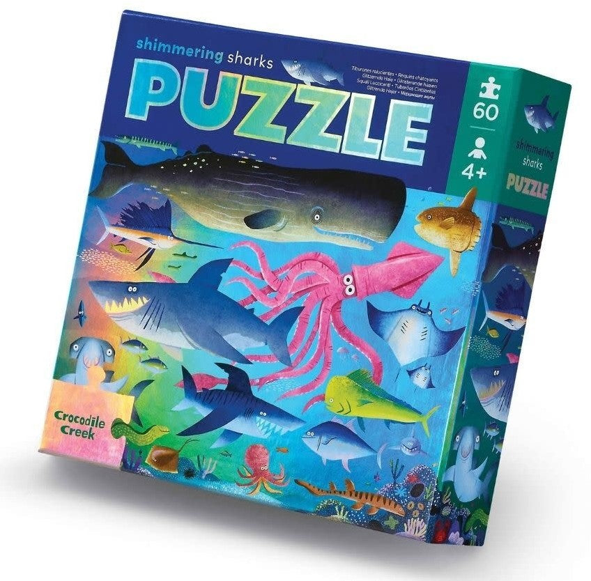 60pce foil puzzle shimmering sharks 1