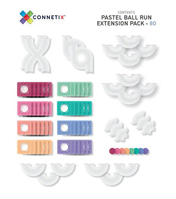 Connetix Tiles Pastel Ball Run Expansion Pack (80 Pieces)