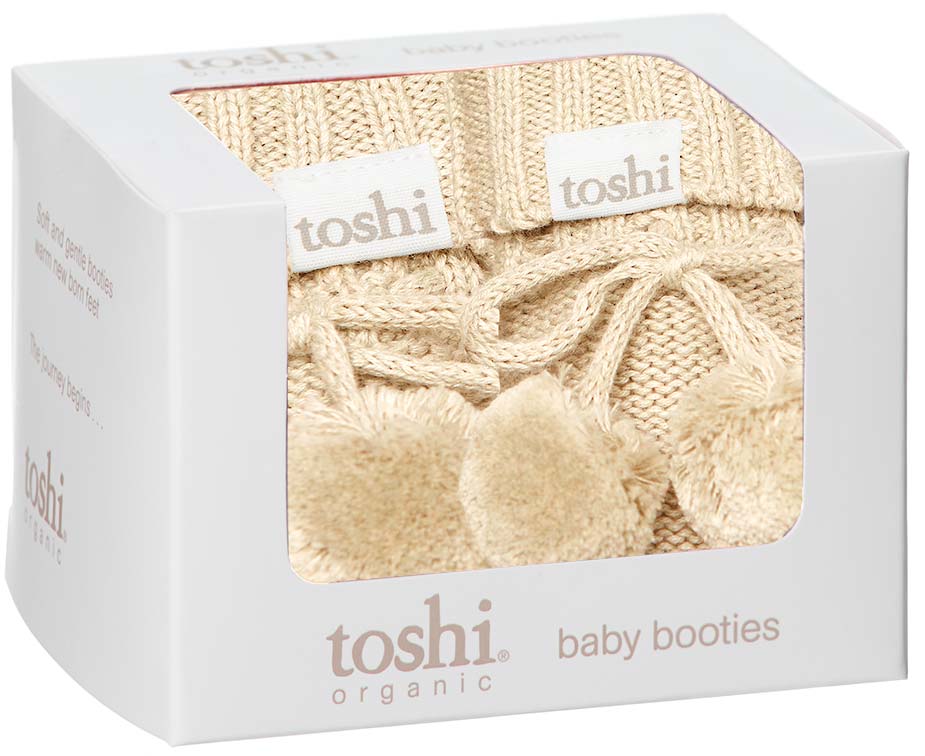 toshi baby booties in oatmeal