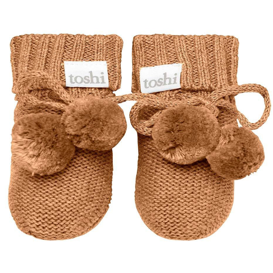toshi baby booties in pecan