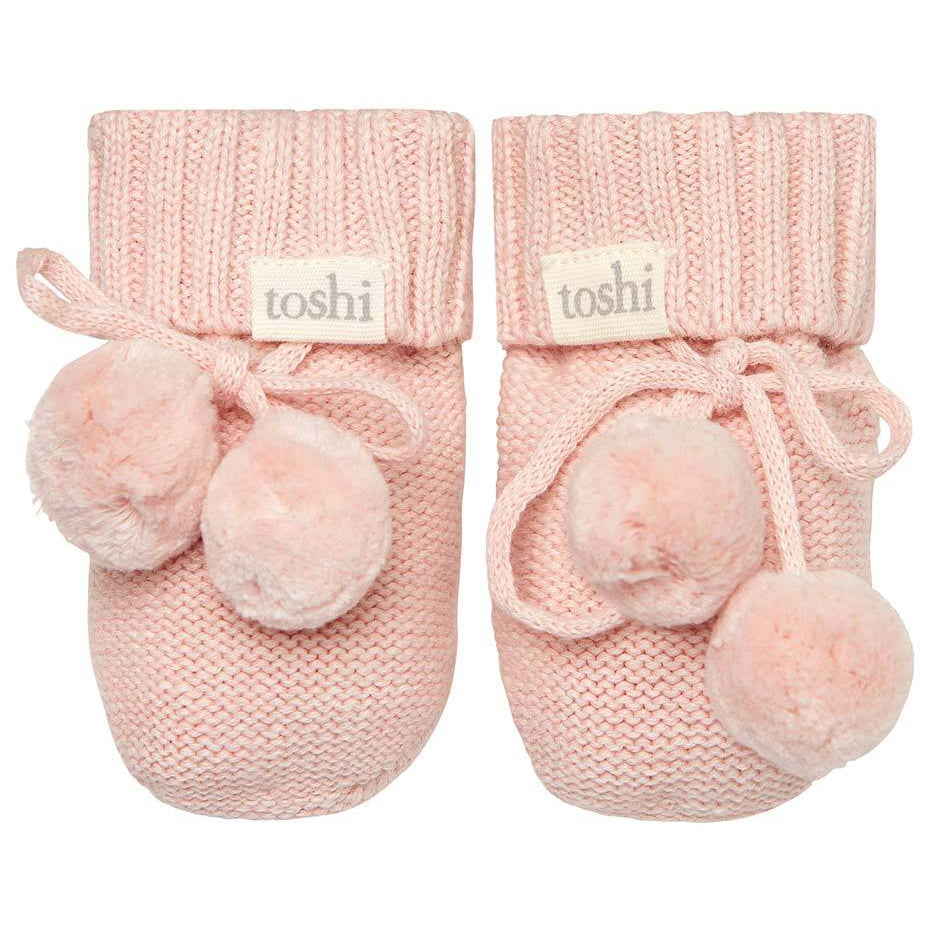 toshi baby booties in peony pink