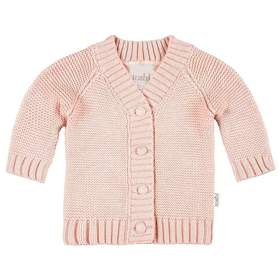 toshi organic cotton andy cardigan in peony pink