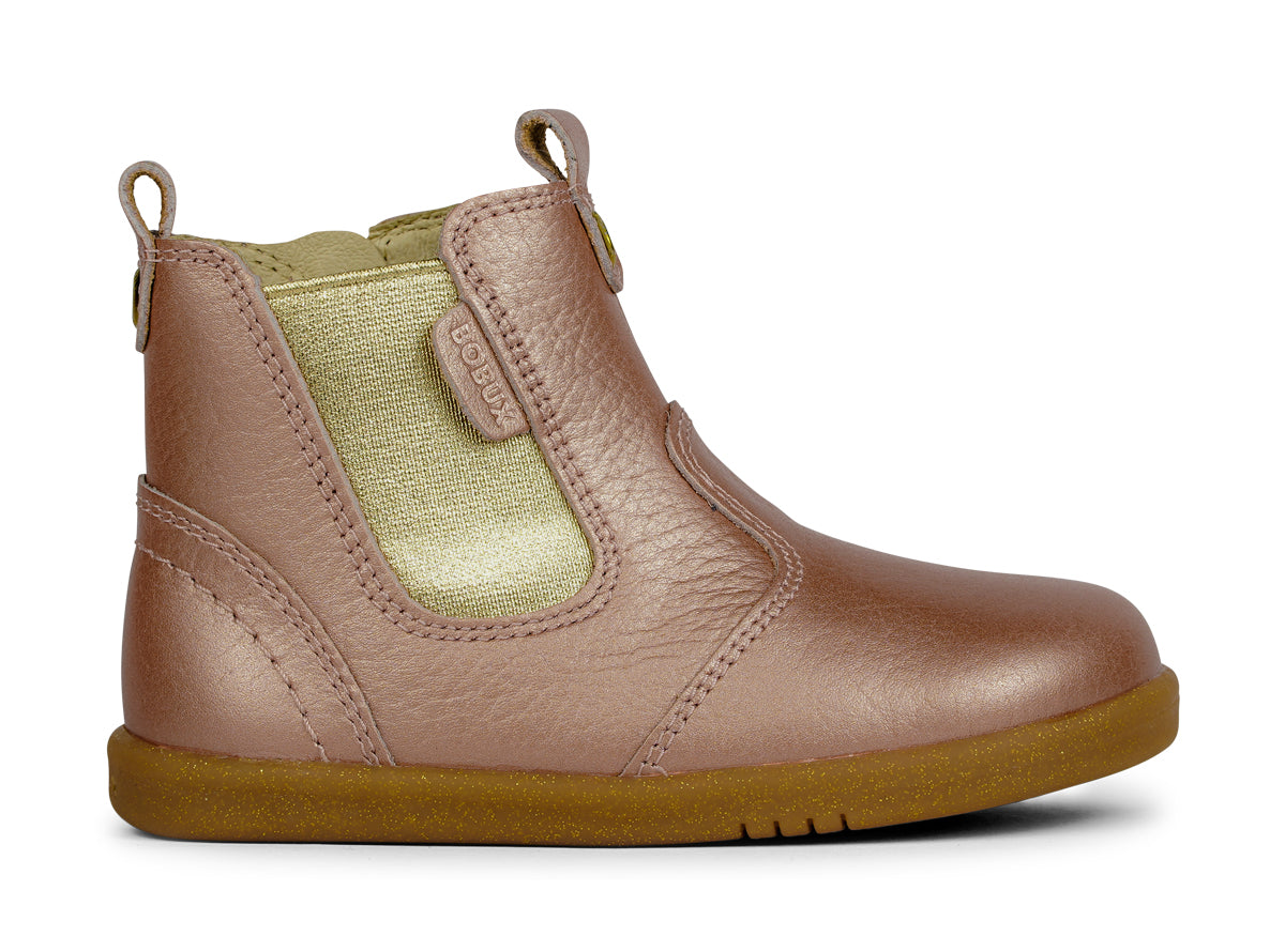 Bobux i walk leather jodhpur boots in rose gold