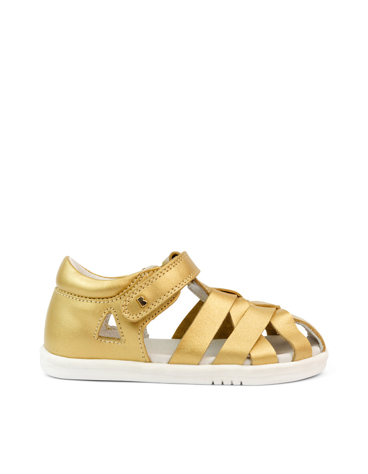 bobux i walk tropicana II sandal in gold quickdry leather