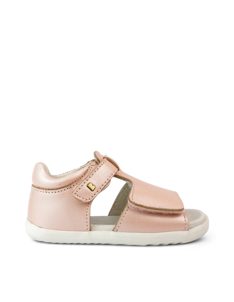 bobux step up mirror sandal in quickdry seashell shimmer leather