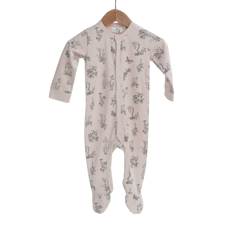 burrow & be baby sleep suit in blush meadow